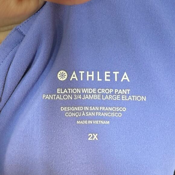 Athleta Elation Wide Leg Cropped Pants Plus Size 2X Blue 3/4 High Rise Workout - Picture 10 of 11